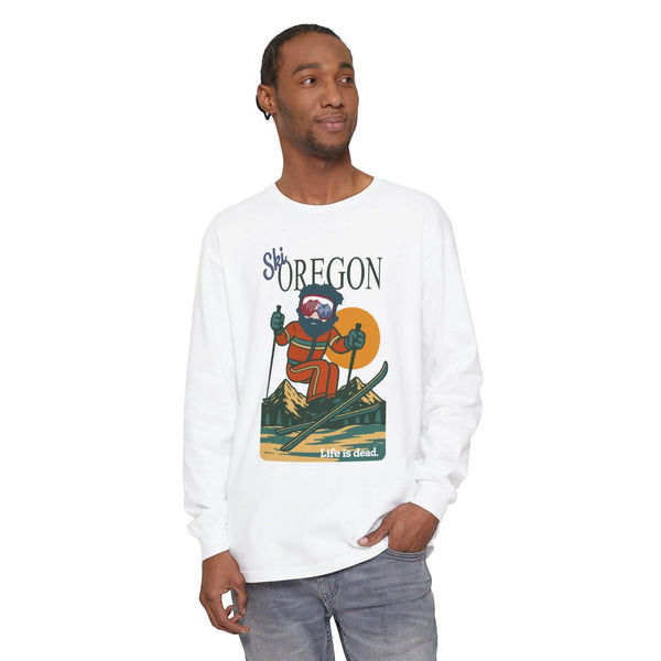Grateful Dead - Ski Oregon - Life is dead. Mountain Collection Garment-Dyed Long Sleeve T-Shirt - StealieShop